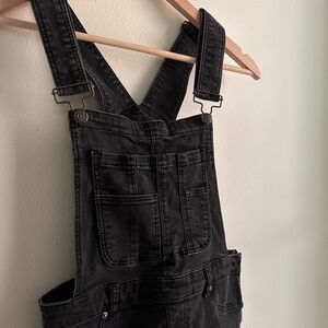 Free People black denim overalls